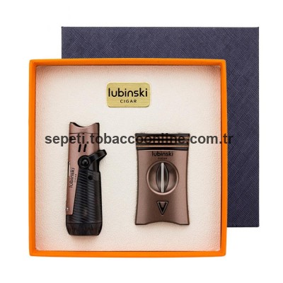 Lubinski Metal Bronz Puro Seti (2 Torch Çakmak, 60 Ring V-Cut Puro Kesici)