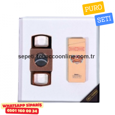 H.Upmann Puro Seti – Altın Ton Premium Çakmak & Puro Kesici