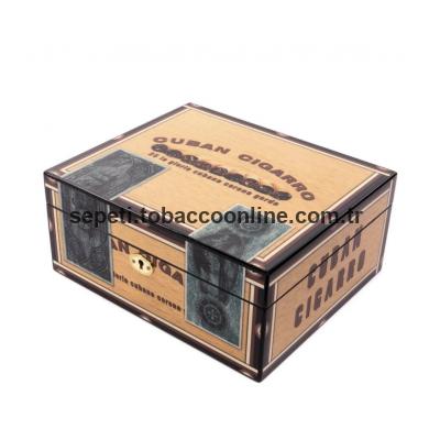 Angelo Cuban Cıgarro Baskı Cilalı Humidor