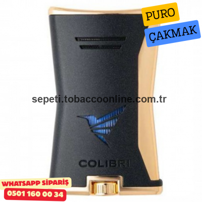 Colibri Slim Siyah-Gold Tek Torch Jet Alev Puro Çakmak
