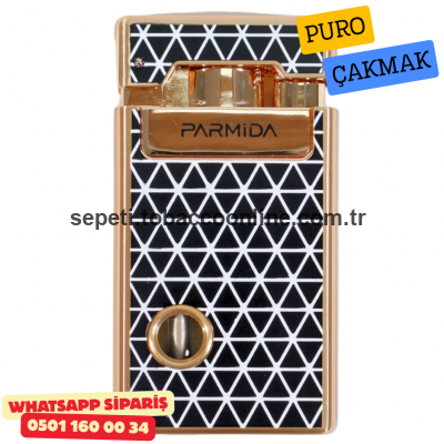 Parmida Gold Desenli Puro Çakmak (Pencereli – Tek Torch)