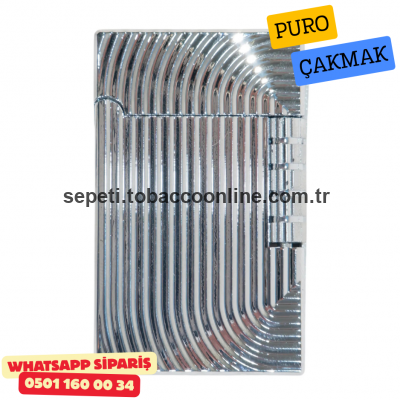 Silver Çizgili Metal Soft Flame Puro Çakmak